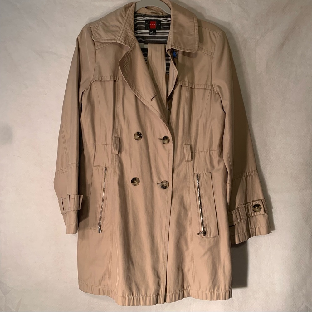 Gallery Womens Beige Trench Coat Size M